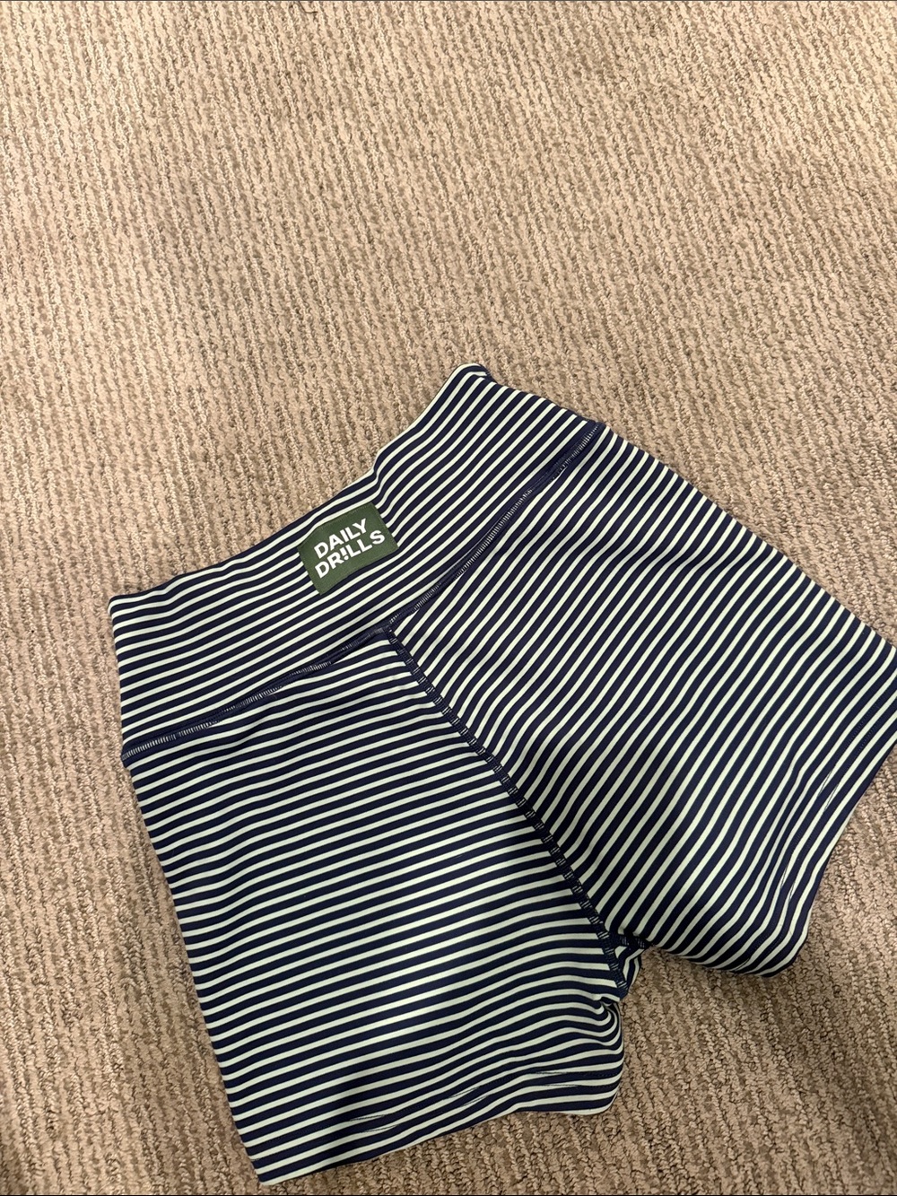 BRAND NEW Daily Drills Play! Shortie Shorts - Navy + Mint Stripe - SMALL - Picture 2 of 6